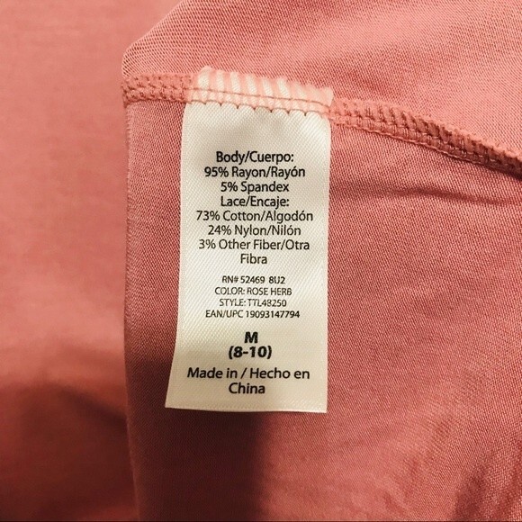 Time and Tru pink blouse lace front long sleeve tunic size M granny core boho - Picture 7 of 7